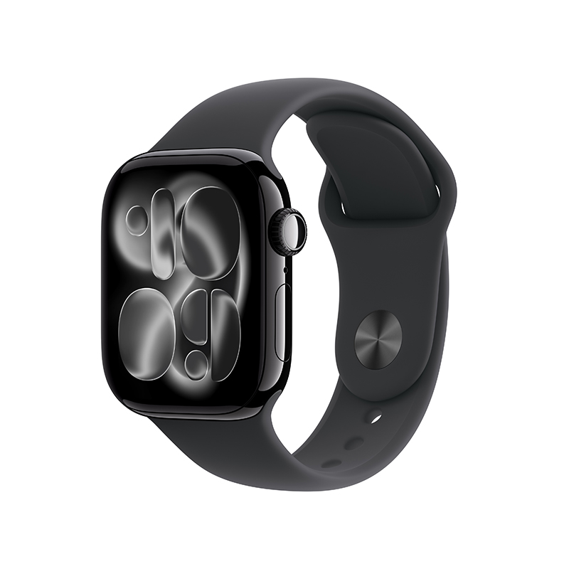 Apple Watch S11 GPS 46毫米亮黑色铝金属表壳 黑色运动型表带-M/L