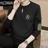 HLCOMAN男士卫衣新款加绒加厚圆领长袖t恤潮牌休闲帅气上衣打底衫