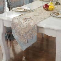 家柏饰(CORATED)现代简约轻美式欧式新中式餐桌布艺电视柜北欧床旗茶几桌旗布 清雅-香槟蓝 33*270cm