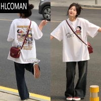 HLCOMAN2024年新款240g100小众宽松百搭韩版ins男女卡通情侣短袖