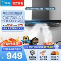 美的(Midea)抽油烟机家用自动清洗欧式21m³大吸力自动清洗吸油烟机顶吸抽烟机脱排油烟机CXW-268-T201