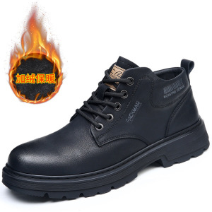 马丁靴男款冬季新款高帮户外潮流工装靴真皮厚底加绒保暖棉靴