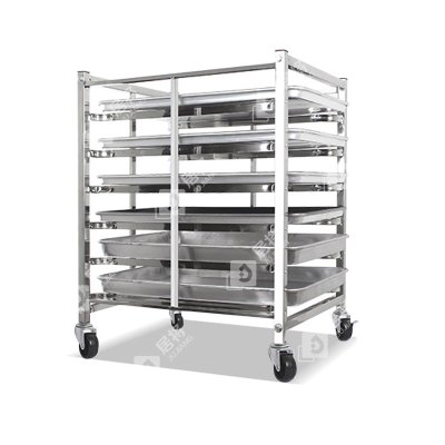 居将 不锈钢烤盘架多层托盘车 6层方管款