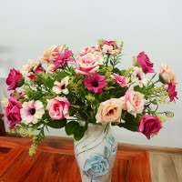 家用花瓶陶瓷白色大码插花富贵竹鲜花花瓶客厅电视柜餐桌水培摆件 三维工匠 30cm套装(蓝/红/白)花色备注