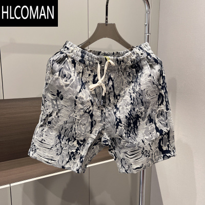 HLCOMAN美式宽松休闲短裤夏季薄款潮牌痞帅花色高级设计感运动5五分裤男