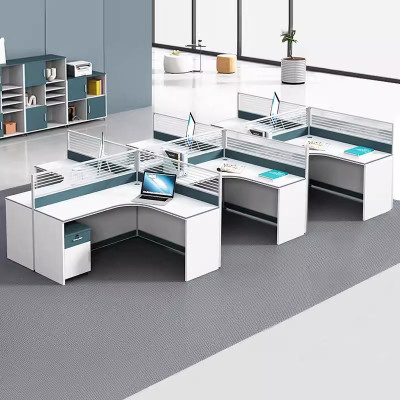 迅迈 办公桌工位 员工桌屏风卡位卡座 干字型六人位(含柜) 60*120*110cm 单位 ; 套