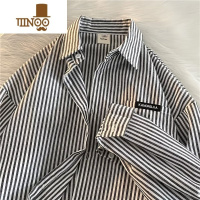 YANXU竖条纹衬衫男长袖款设计感衬衣夏季薄款日系复古美式外套