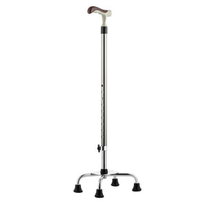 鱼跃四脚拐杖中老人手杖医用骨折防滑摔拐棍康复辅助助行器 YU852(四角固定)/