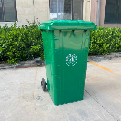 1.5mm厚可挂车 240L铁质垃圾桶(带轮带盖) 统一印字