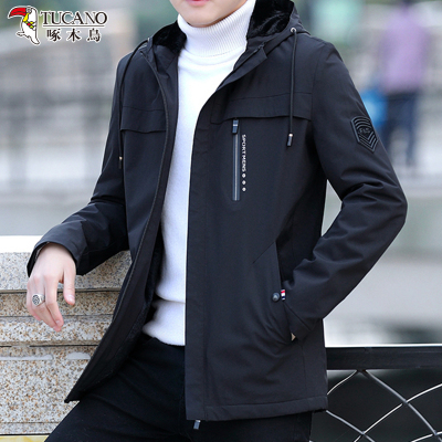 啄木鸟2025夏天新款夹克男士连帽休闲风衣男装夏季薄款外穿外套