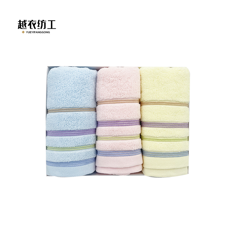 越衣纺工 三条装全棉毛巾礼盒 26×20×5CM 盒