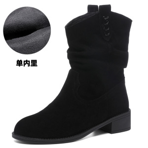 磨砂皮短靴女秋冬新款法式复古风尖头时尚休闲简约百搭雪地靴