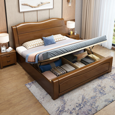 臻远ZY-SMC-125 现代简约实木床双人床 1.5米气压高箱