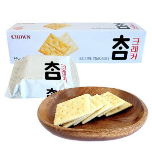 韩国CROWN克丽安太口饼干盒装56g(3小包)薄脆休闲零食下午茶