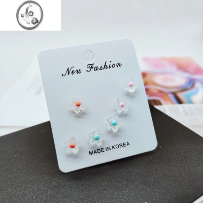 JiMis925银针网红极光蝴蝶小熊耳钉胶针塑料针硅胶透明无耳洞耳夹耳棍