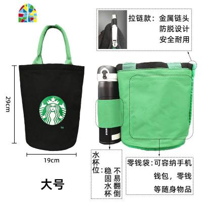 饭盒袋帆布包圆桶包手提袋带饭包男女手拎袋购物袋大小手提便当袋 FENGHOU 小号红色桶包拉链款