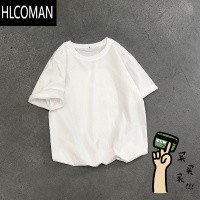 HLCOMAN夏季简约纯色短袖男2023新款韩版宽松ins上衣服半袖t恤棉
