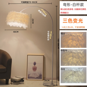 苏宁放心购 灯饰网红白色羽毛水晶立式落地灯客厅书房卧室床头台灯主播补光灯