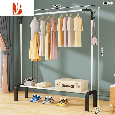 三维工匠简易晾衣架落地杆卧室内挂衣服架子家用学生宿舍置物阳台晒衣帽架