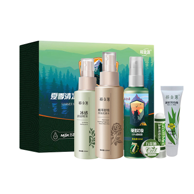 裕金源夏季清凉驱蚊套装驱蚊液110ml+植萃舒缓香氛花露水120ml+冰感清凉喷雾110ml+ 薄荷膏10g+鼻舒1.5