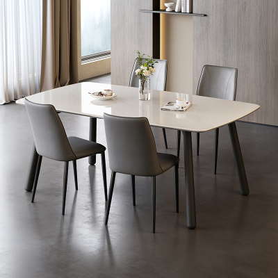 全友家居现代简约轻奢高级感微晶石餐桌客厅家用长方形餐桌