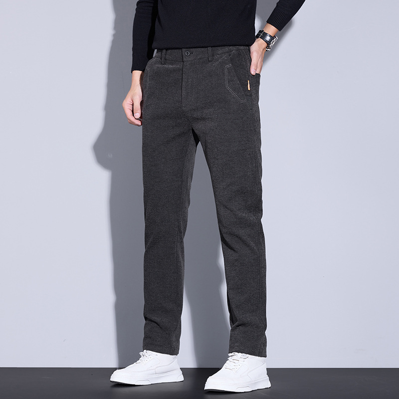 |新裤子男秋冬款加绒加厚休闲裤男士宽松直筒百搭商务