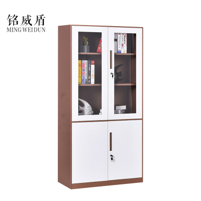 铭威盾钢制办公柜拆装文件柜套色灰白玻璃门资料柜窄边铁皮柜带锁档案柜