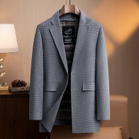 脱卸鹅绒内胆双面呢大衣风衣男士秋冬中长羊毛大衣商务休闲外套男