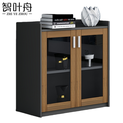 智叶舟木质矮柜二门玻璃柜80*40*80cm台
