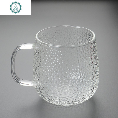 锤纹玻璃杯茶水分离泡茶杯带把杯子办公室女水杯家用耐热带盖梅花封后玲珑杯（红吊坠）+木盖+勺子