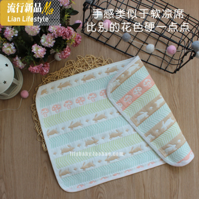 儿童枕巾宝宝六层纱布蘑菇枕巾婴儿棉吸汗透气柔软卡通枕巾四季 三维工匠