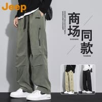 JEEP吉普美式工装冲锋裤男士夏季薄款2025新款宽松男款弯刀裤子男