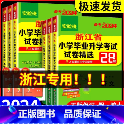 [4本语文+数学]必考知识大盘点+毕业升学考试 小学通用 [正版]2024实验班浙江省小学毕业升学考试试卷精选28套语文