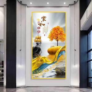 维诺亚中式玄关装饰画轻奢大气入户走廊简约过道立体贴画墙贴壁画