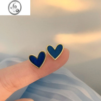 JiMi黑色简约爱心耳钉小众设计银针耳环女2023年新款潮冷淡ins风耳饰