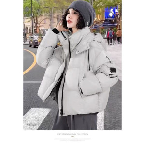 2025年冬季新款女韩版短款连帽羽绒棉服外套休闲宽松加厚棉袄棉衣