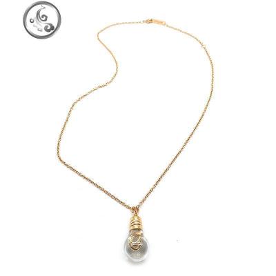 AMB灯泡项链ins毛衣链百搭925纯银水晶吊坠锁骨链男女简约网红 JiMi