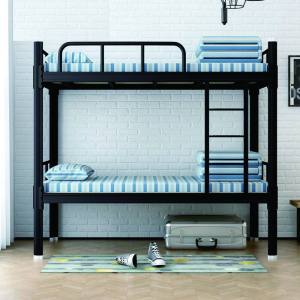 格具(GEJU) 钢制双层床宿舍公寓床上下铺员工高低铁床铁架子床学生双人床黑色