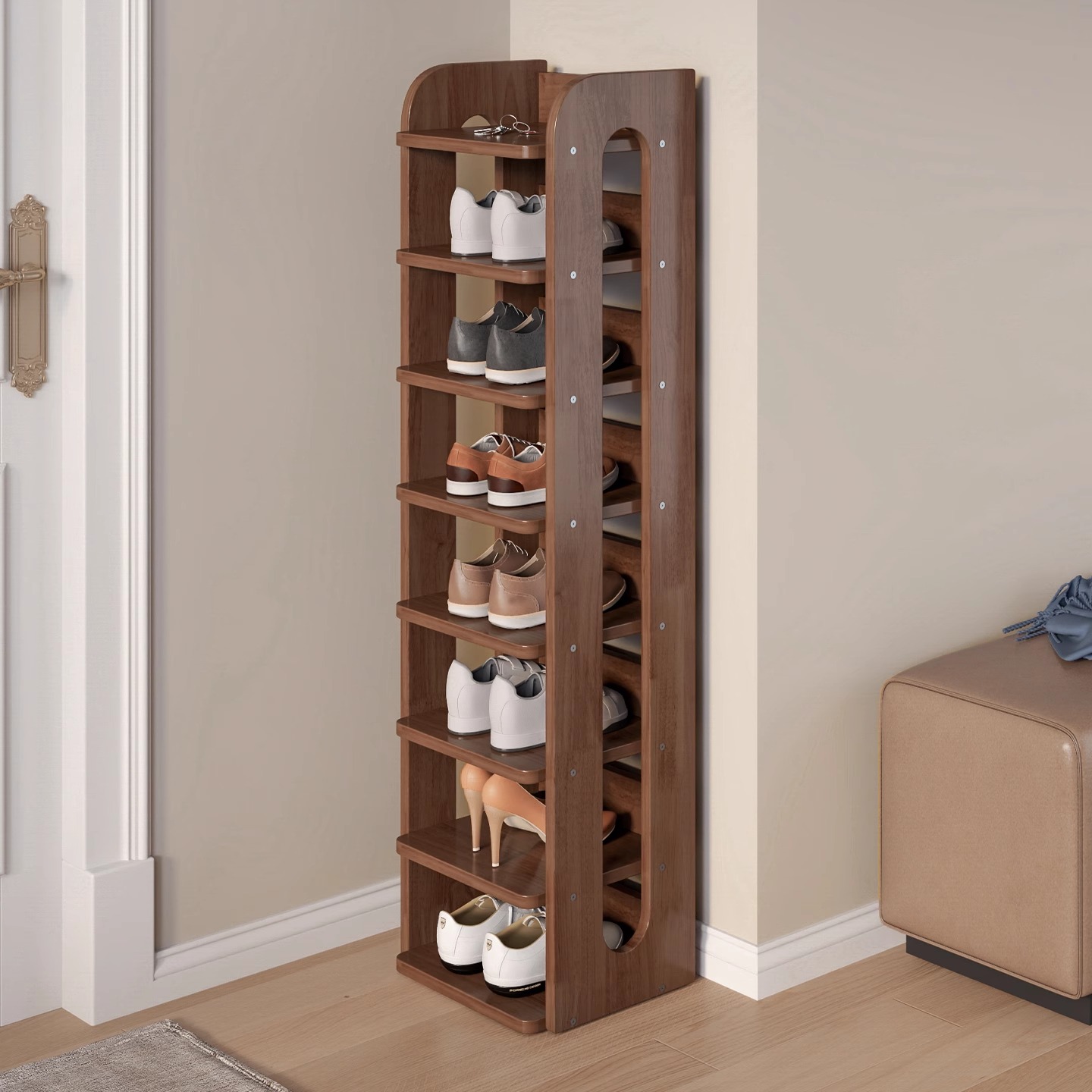 入户鞋架小空间门口全实木多层简易鞋柜多层收纳架子出租屋用