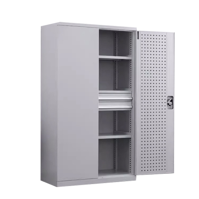 利特莱依重型工具柜车间用加厚物件工具储物柜工厂铁皮柜汽修厂零件收纳柜白色四层二抽带挂板