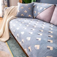 家柏饰(CORATED)北欧四季通用沙发垫防滑简约全包萬能沙发套罩布艺沙发巾沙发盖布 几何灰 110*160cm
