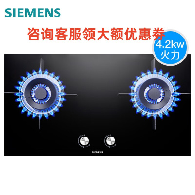 西门子(SIEMENS)嵌入式燃气灶JZT-ER7EA23SMP 钢化玻璃面板4.2大火力双眼灶具蒸饭柜