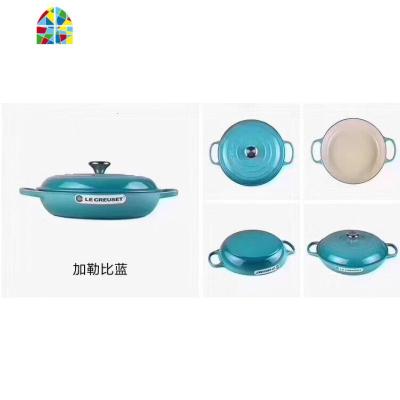 彩色铸炖锅珐琅汤锅圆形海鲜焖烧锅生锅电磁炉煤气 FENGHOU 海鲜锅黄色