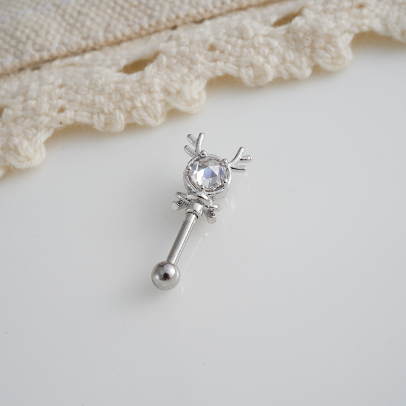 节日氛围耳钉韩国进口立体圣诞麋鹿耳骨钉单只送女朋友老婆情人节七夕生日礼物