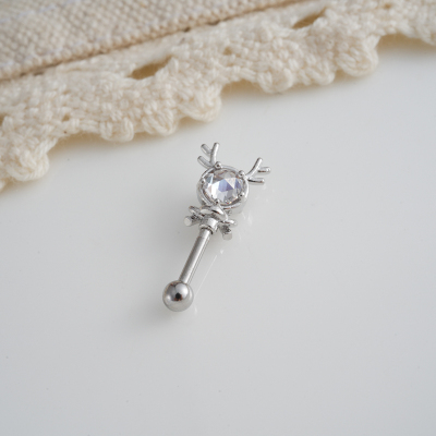 节日氛围耳钉韩国进口立体圣诞麋鹿耳骨钉单只送女朋友老婆情人节七夕生日礼物