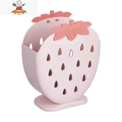 网红款筷子笼家用筷子篓置物架托沥水快桶筷筒厨房餐具勺子收纳盒 敬平 草莓款筷子笼(粉色)餐具架