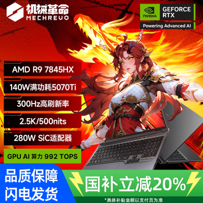 [政府补贴]机械革命蛟龙16Pro R9 7845HX/RTX5070ti/苍岩灰/300Hz/2.5K 32+1T笔记本电脑