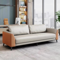 绵冠 简约时尚办公商务接待洽谈西皮沙发 三人位1900*800*700mm