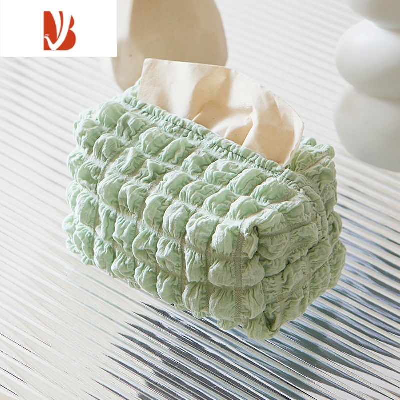 三维工匠福利款ins风奶油色纯色纸巾盒简约纸巾抽布艺纸巾套收纳袋抽纸盒 泡泡天青色抽纸盒(适合市面正常大小号抽纸)