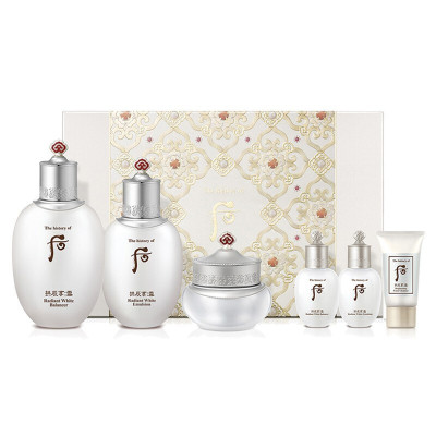 韩国后(Whoo)雪美白护肤套装套盒拱辰享雪玉凝水乳面霜拱辰享雪美白六件套盒（提亮肤色）假一赔十-